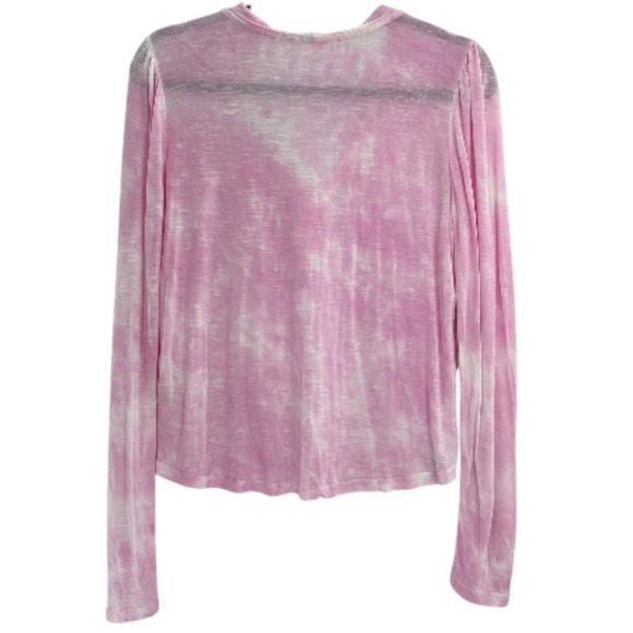 LoveShackFancy Tie Dye Sheer Lightweight Henley Top Women's Medium Pink - Picture 8 of 16